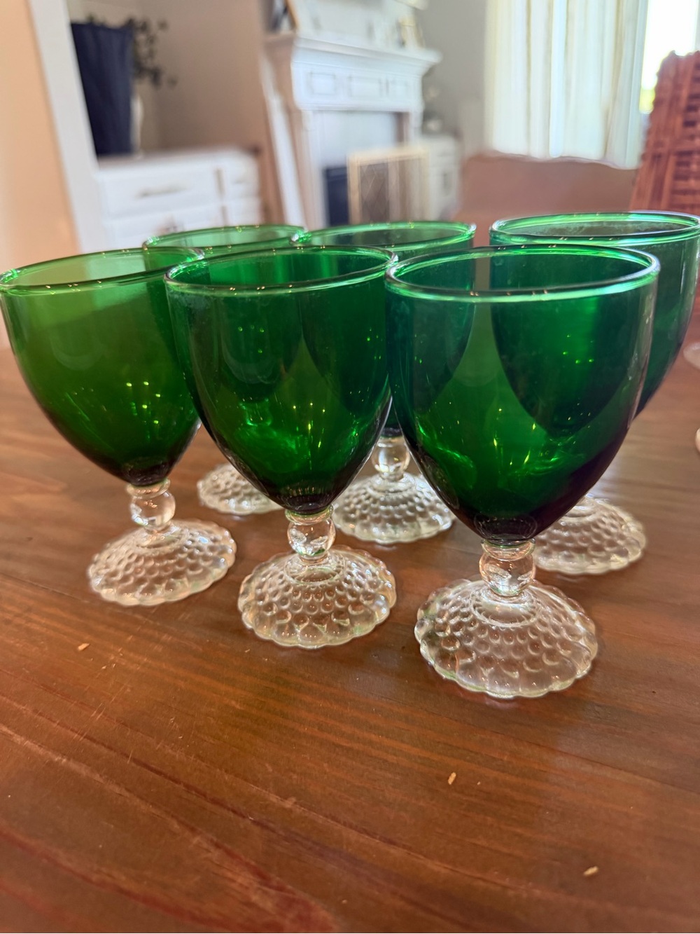 Vintage Anchor Hocking Emerald Green Goblets QTY6